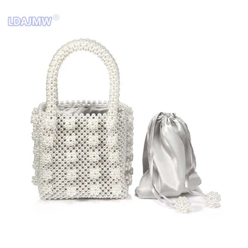 

2019 Pearl Bag Woman Ins Weave Package Handbag Manual A String Of Beads Package