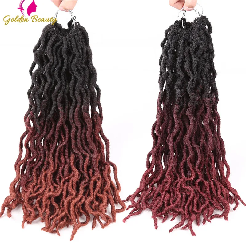 

18Inch Goddess Faux Locs Crochet Hair Extensions Soft Natural DreadLocks Synthetic Crochet Braids Hair Golden Beauty