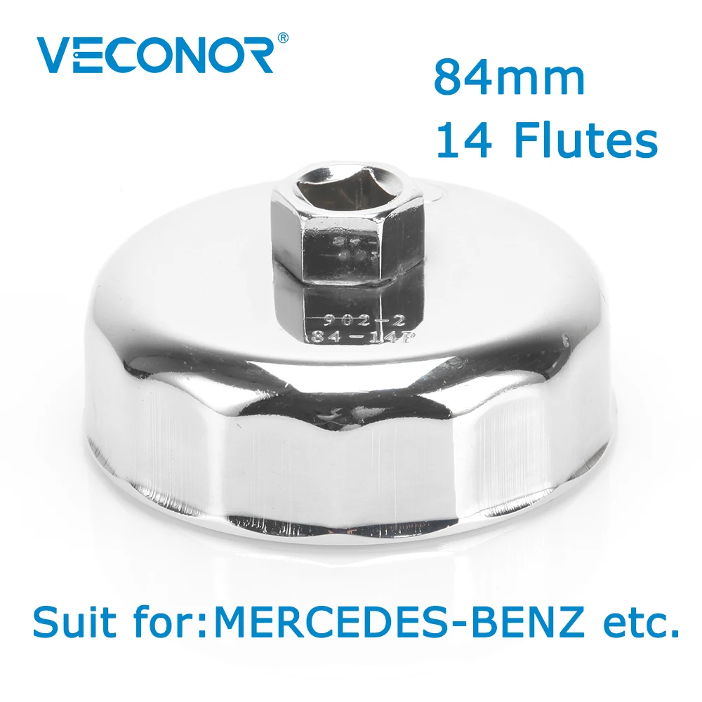 

Veconor 1/2" Square Dr. Steel 84mm Oil Filter Wrench Cap Housing Tool Remover 14 Flutes Universal For MERCEDES-BENZ