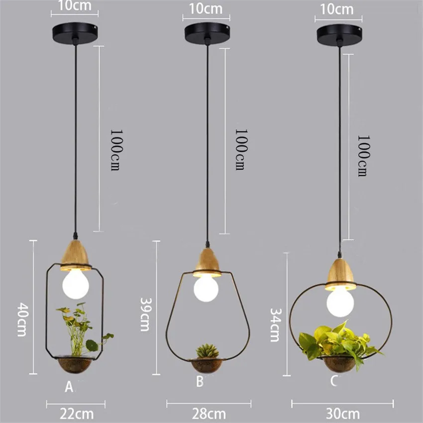 Modern-Simple-E27-Holder-Wood-Led-Pendant-Lights-3-Kinds-Loft-Wrought-Iron-Plant-Pot-Bar (4)