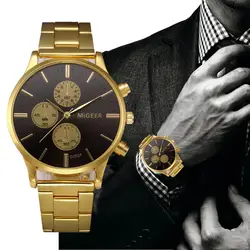 Для мужчин наручные часы Кристалл нержавеющая сталь Аналоговые кварцевые часы мужской для мужчин часы Металл для мужчин s наручные часы