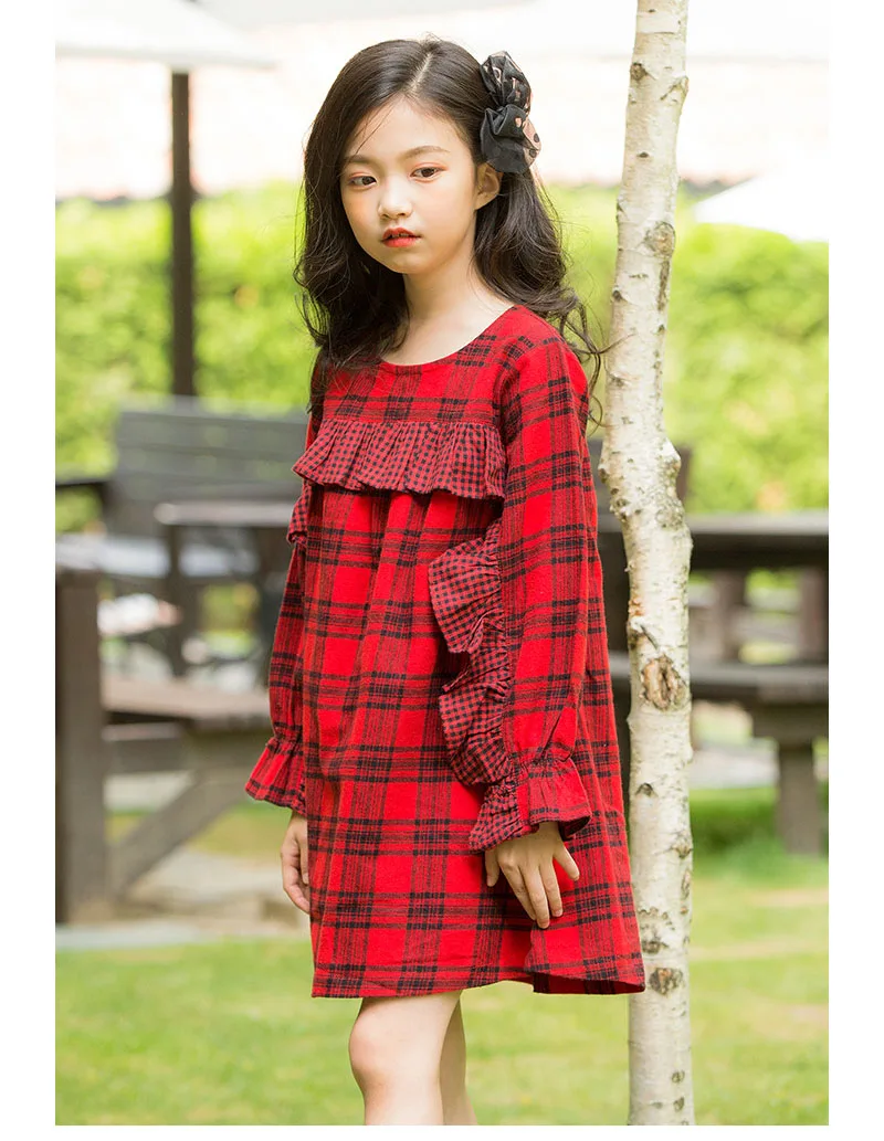 ruched plaid petal sleeve dress baby big girls autumn 2018 preppy style dresses for kids clothes children school dress clothing (11)