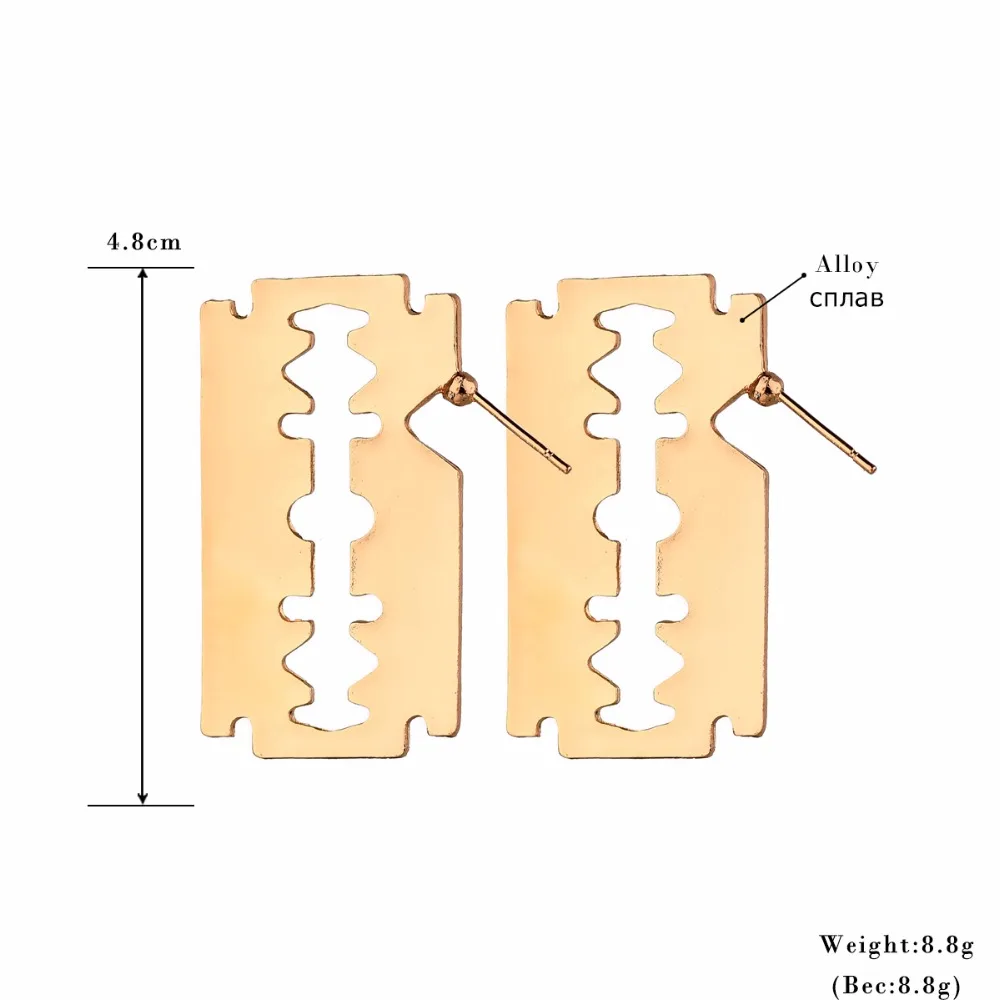 MESTILO Новые панк золотые серебряные металлические пилообразные бритвенные серьги в виде лезвия для женщин полые геометрические массивные серьги-капли