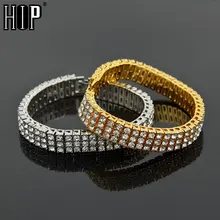 Хип хоп 3 ряда Iced Out Кубический Цирконий Браслет Bling теннисная цепочка браслеты с горным хрусталем для женщин и мужчин CZ звено цепи для мужчин ювелирные изделия