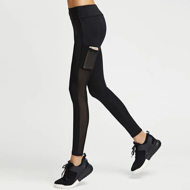 

LAISIYI Pocket Mesh Leggings Women Sexy Workout Activewear Push Up Pants Elastic Heart-shaped High Waist Fitness Leggings