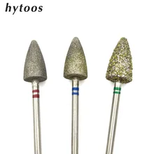 Hytoos broca de pedicure diamante #60 #130 #180, acessórios de manicure com broca, rotativa de 3/32