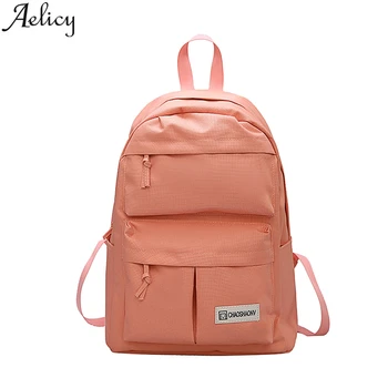 

Aelicy Ms. Hot Nylon Backpack Candy Color Student Bag Teen Girl Laptop Backpack Patchwork Backpacks New 2019