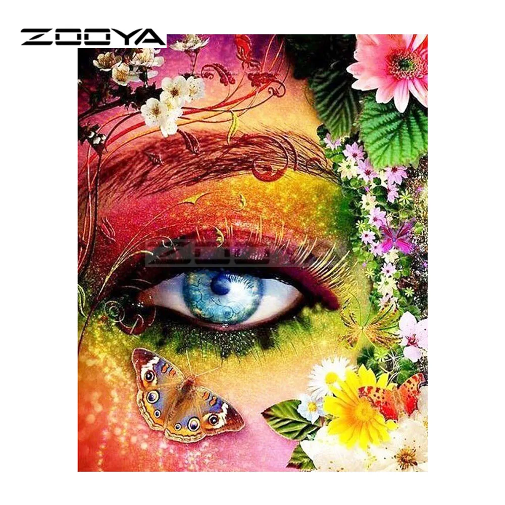 

ZOOYA 5D DIY Diamond Embroidery Colored Eyes Flowers &Butterfly Diamond Painting Cross Stitch Rhinestone Mosaic Decoration BK300