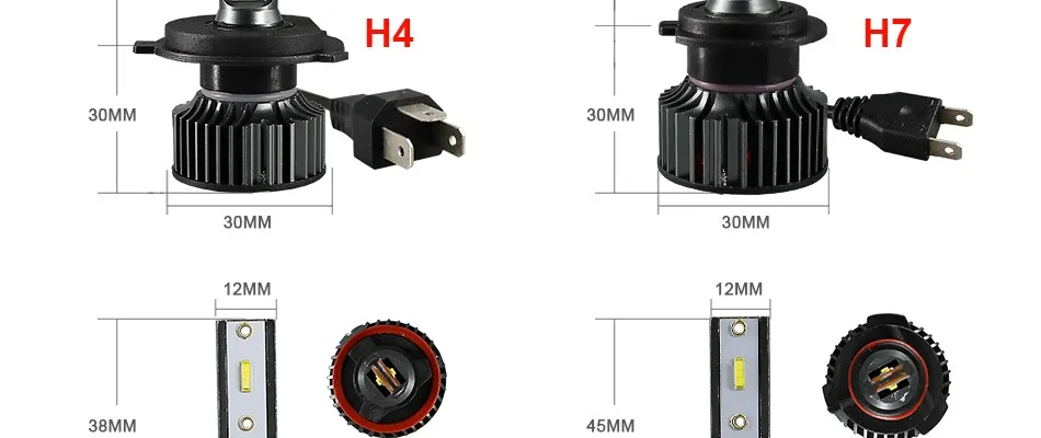 HLXG 2шт. H4 LED 6000К Белый Сверхъяркие 10000ЛМ Мощность 50Вт Автомобильные Светодиодные Лампы Головного Света Матрица CSP Чёткая СТГ Ближний Дальний Свет Противотуманные Фары в Машину Мотоцикл Грузовик Комплект ЛЕД