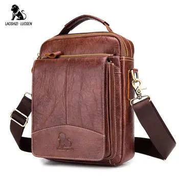 

LAOSHIZI LUOSEN Messenger Bag Men Genuine Leather Shoulder Bag Men's bags Small Flap Casual Crossbody Bags for Men Handbag 2018