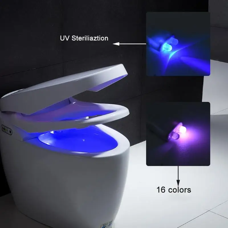 

Smart Motion Sensor Toilet Seat Night Light 16 Colors Waterproof USB Charging UV SterilizationToilet LED Luminaria Lamp