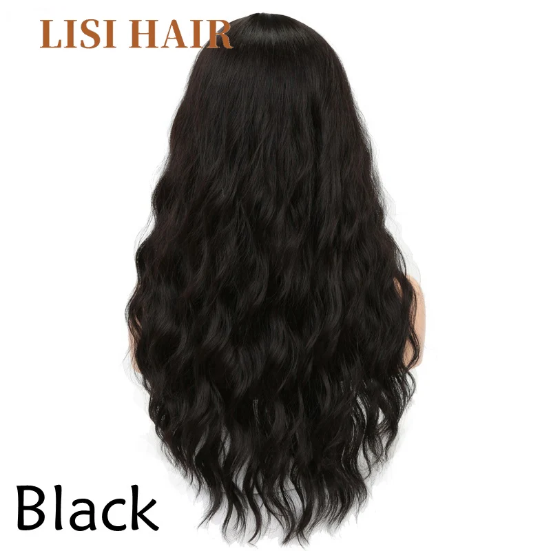 LISI HAIR 2" длинные смешанные коричневые женские парики с челкой водная волна Жаростойкие синтетические парики для женщин афро-американские