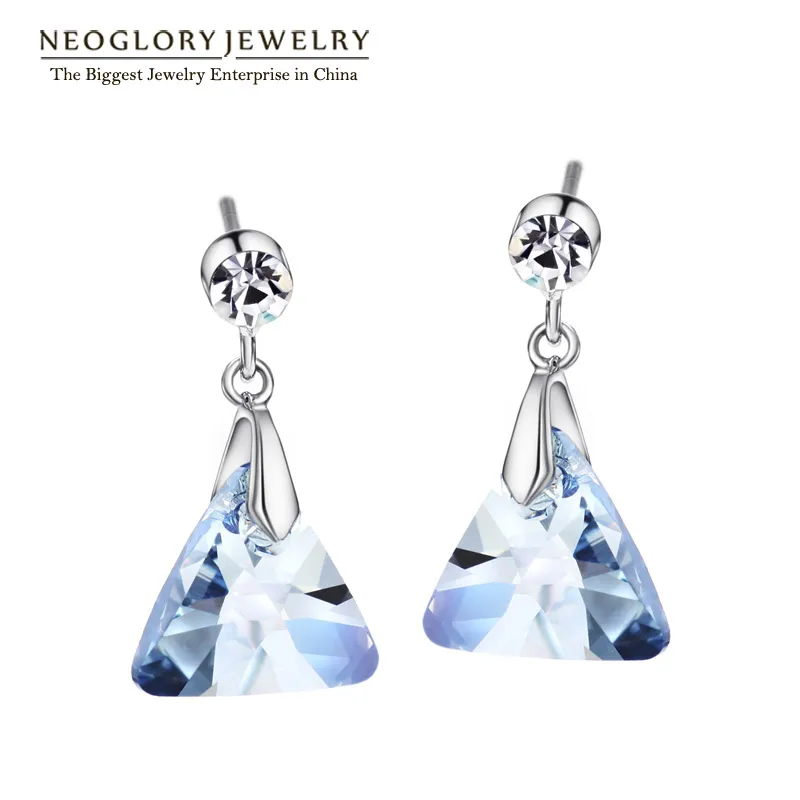 Online Neogory azul cristal auténtico austríaco encanto pendientes colgantes para mujer Regalos chica amiga joyería de moda 2020 nuevo JS9