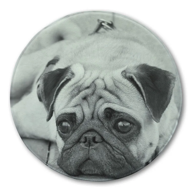 Pug Dog Printed Carpet Rug Anti slip Floor Mat Bathroom Round Carpet