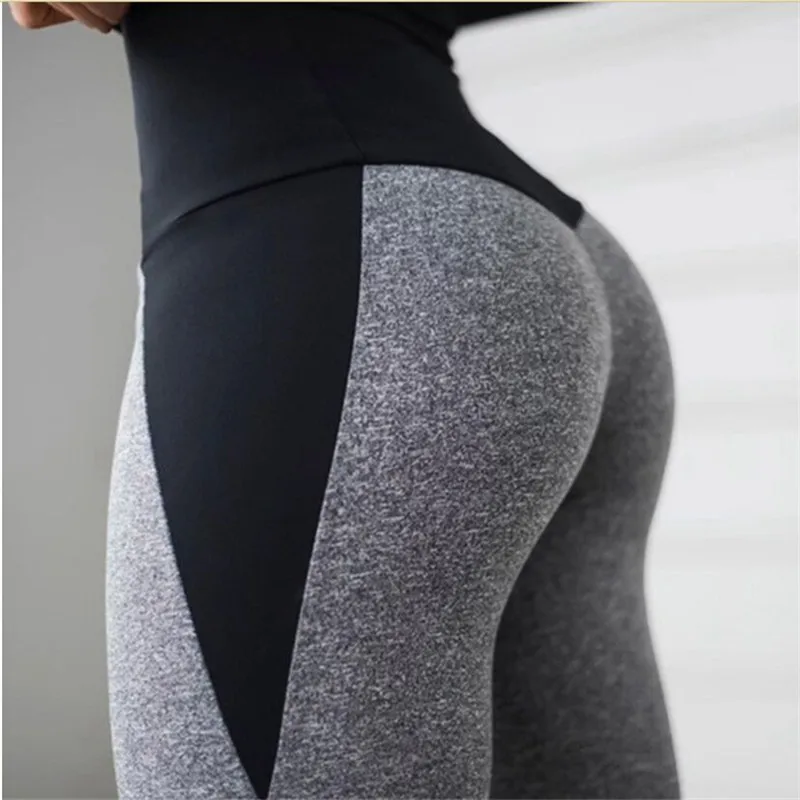 

Womens High Waist Legging Push Up Skinny Pants Elasticity Workout Thick Leggings For Women Black Gray Patchwork Fitness Leggings