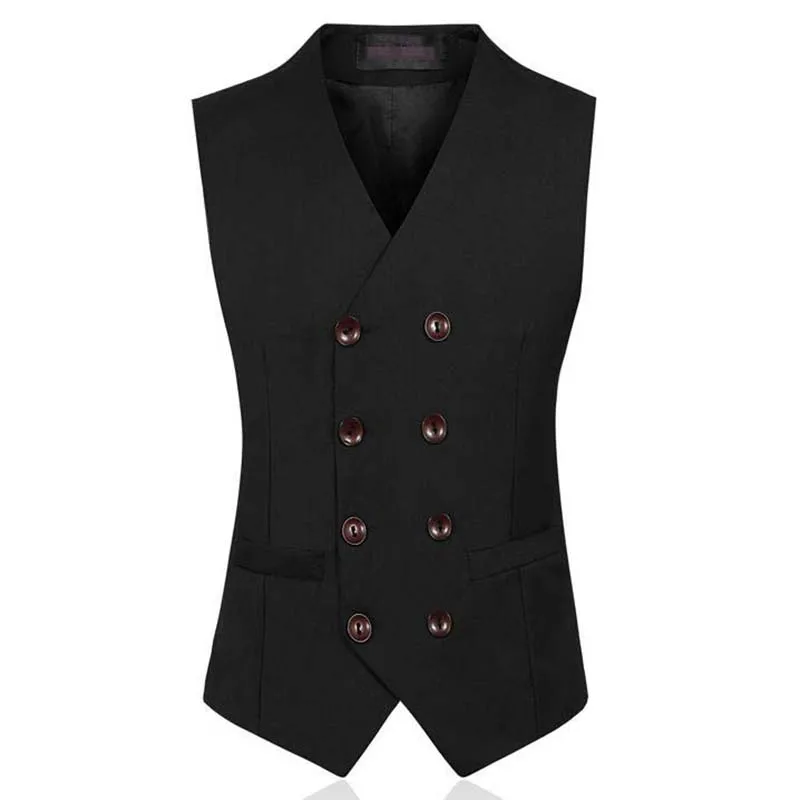 Mens Double Breasted Vest Suit 6XL British Style Classic Dress Vests ...