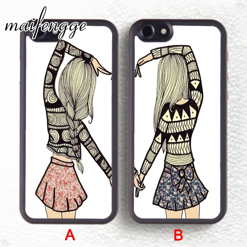 maifengge BFF Heart Best Friend Phone Cases Soft For iPhone 5 6s 7 8