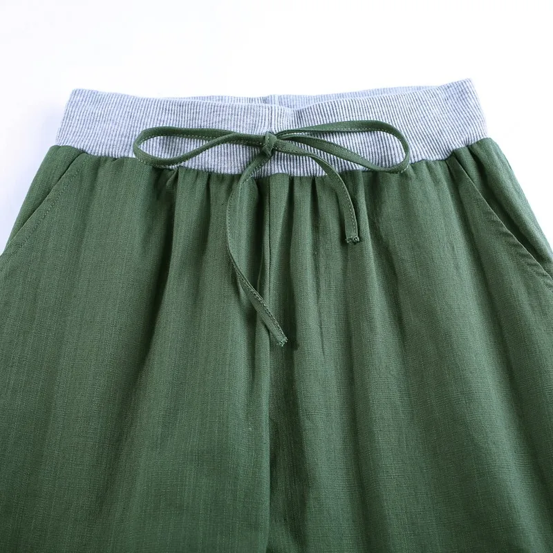 GIGOGOU, S-4XL, хлопок, лен, женские прямые брюки, эластичный пояс ...