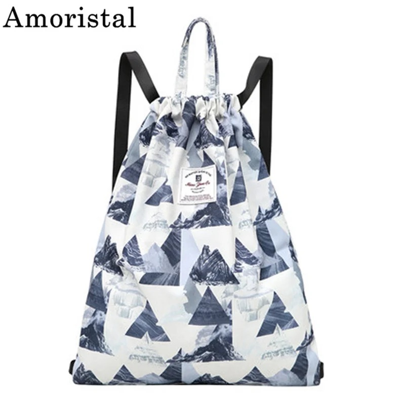 Drawstring Bag Printing Buckle Women Sport Fitness String Backpack Lightweight Simple Storage Basketball Bag Colorful Sack