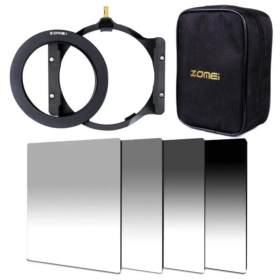 

Zomei 150*100mm ND GND ND2 ND4 ND8 ND16 Neutral Density square filter holder 16 pieces case adapter ring 67mm 72mm 77mm 82mm