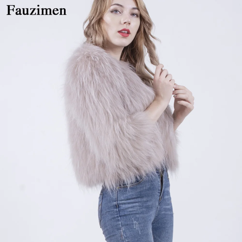 Fauzimen 8 цветов короткий вязаный мех зимнее пальто куртка пушистый теплый с длинным