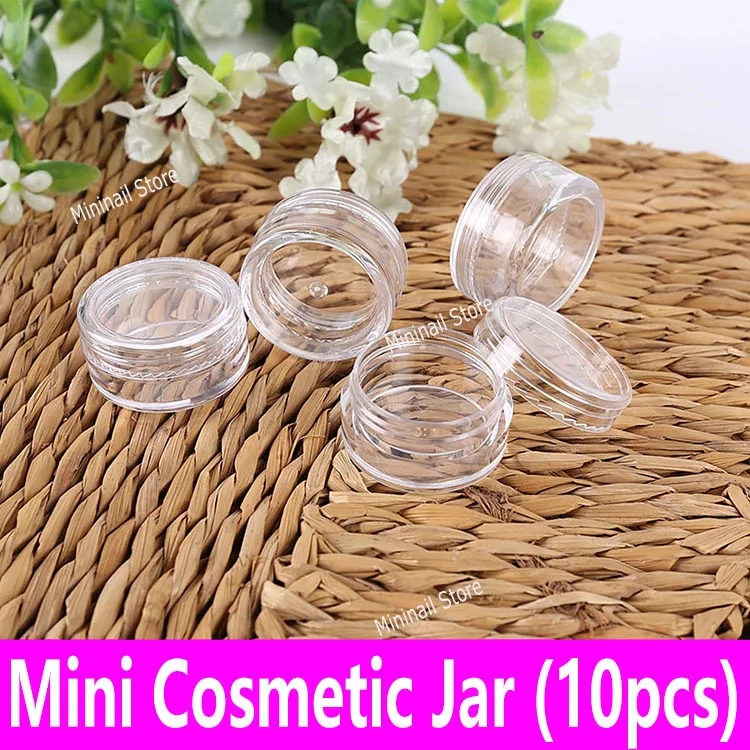 

10pcs Cosmetic Refillable Bottles Travel Cream Jars Empty Makeup Box Plastic Container Round Powder Mini Sub Clear Transparent