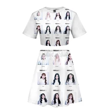 Frdun Tommy LOONA короткая юбка комплекты для девочек из двух предметов: Повседневное элегантный дизайн Harajuku короткий рукав Футболка и короткая юбка, костюм с платьем