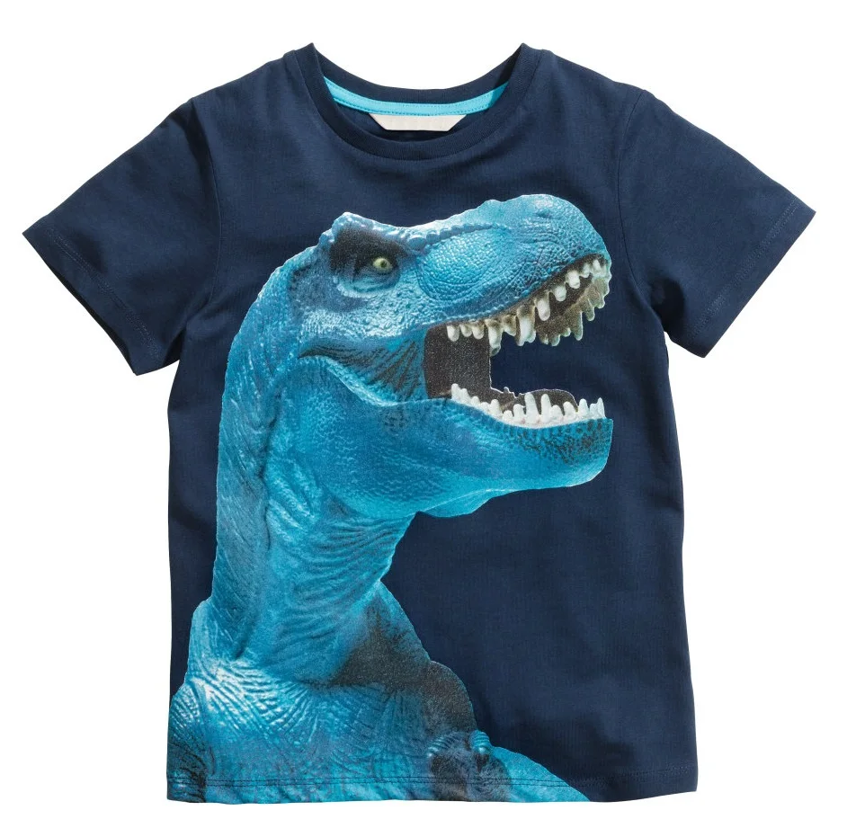 

2-9 years old boy baby blue short-sleeved T-shirt cotton overlord dinosaur shirt summer new children's children's clothing shirt