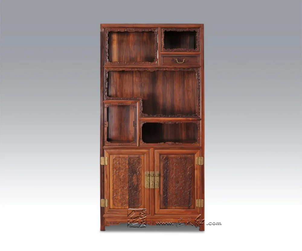 Living Room Furniture Filing Cabinet Solid Wood Bookcase China Antique Rosewood Redwood Magazine Racks Multi-function Shelves