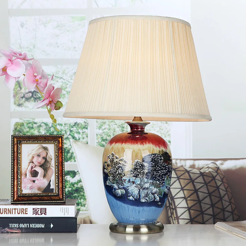 China Antique Living Room Vintage Table Lamp Porcelain Ceramic Table Lamp wedding decoration table lamp reading (1)
