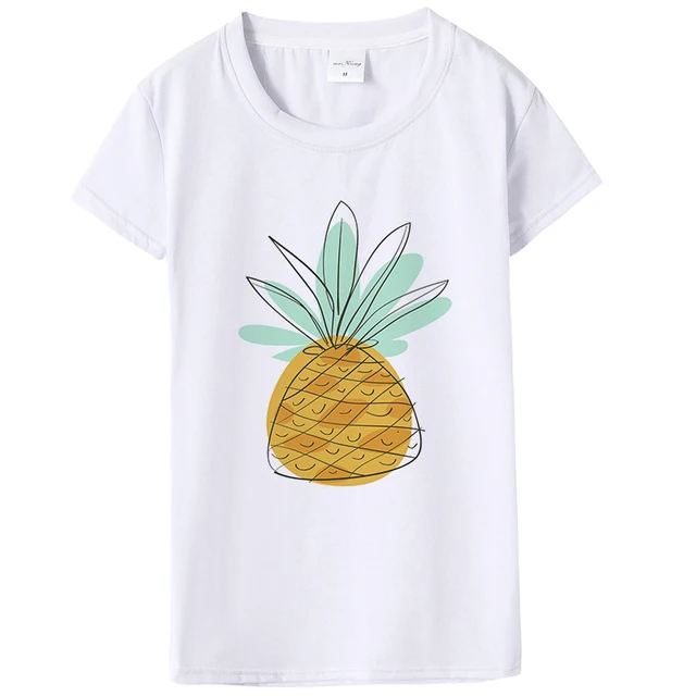 2018 Women Ananas Tshirt Summer O Neck Fruit Pineapple Printing T shirt