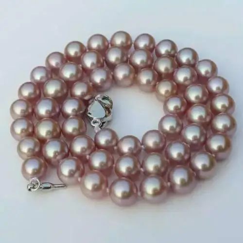 

gorgeous 10-11mm natural south seas pink purple pearl necklace18inch s925 (9.13)