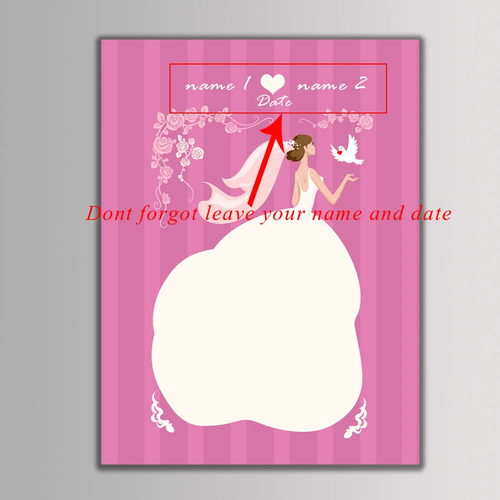 На заказ отпечаток пальцев Подпись холст картина свадебный подарок Гостевая книга поцелуя прием гостей в доме невесты поставки сувенир 2 набора чернильные подушечки - Цвет: HK044