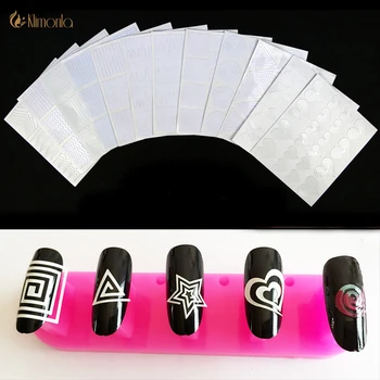 

3Sets French Nail Art Hollow Sticker Guide 3D Stencil Printing Templates Gel Polish Tips Line Decals DIY Manicure Tool Wholesale