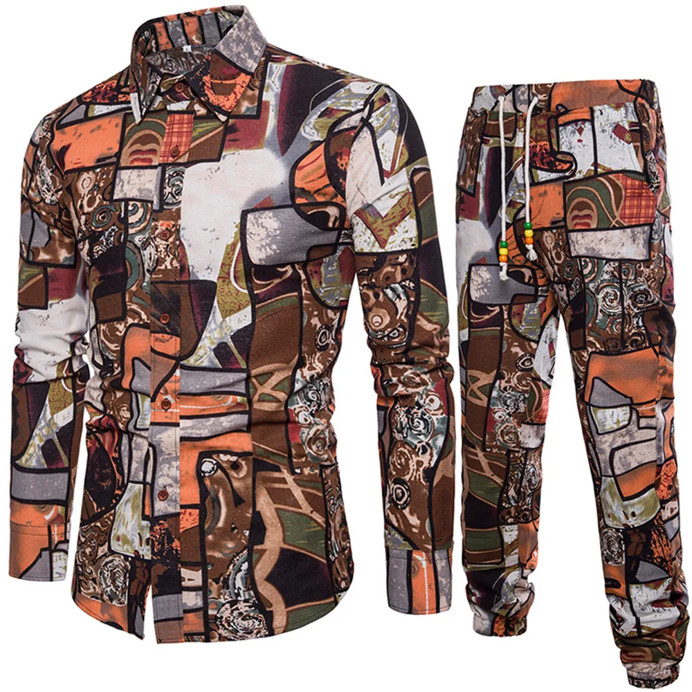 

2019 Novelty Patchwork Male Festival Suit Europe Man 5XL Big Size Loose Long Pants Boys Autumn Sea Casual Set Holiday Suits New