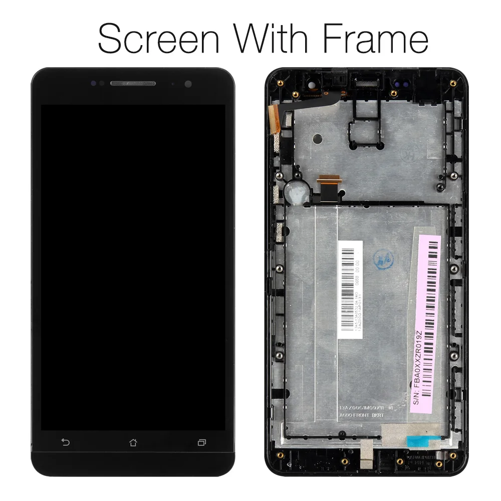 Srjtek " для Asus Zenfone 6 A600CG A601CG T00G ЖК-дисплей Матрица кодирующий преобразователь сенсорного экрана в сборе с рамкой запасные части - Цвет: Black With Frame