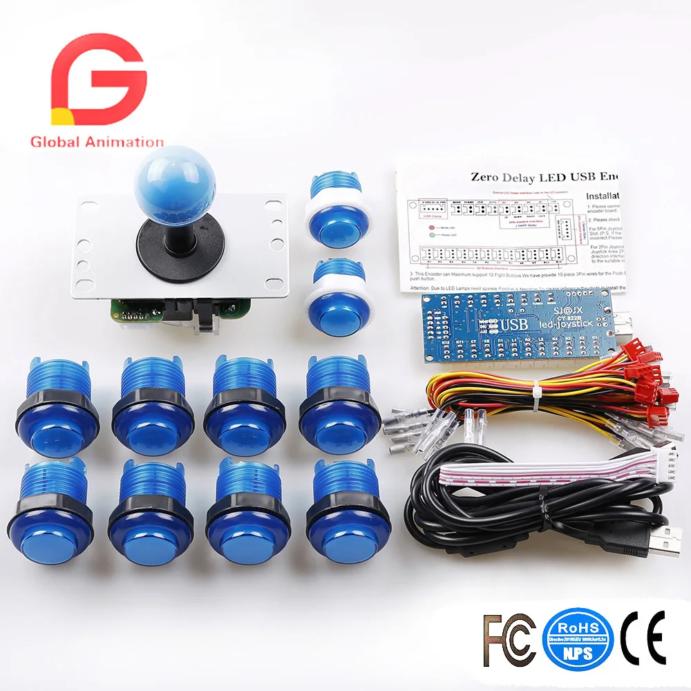 LED Illuminated Arcade DIY Parts Zero Delay LED USB Encoder 5Pin 8way font b Joystick b