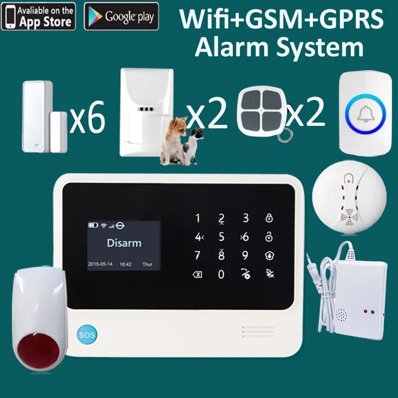 Wireless wifi alarm system of smoke detector gas leakage sensor door bell button security system Wireless wifi alarm system of smoke detector gas leakage sensor door bell button security system