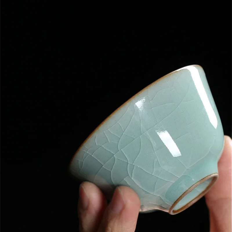 80ml one tea cup porcelain crackle glaze longquan celadon cup of tea marked Chinese cups Pu'er one piece on sales blue green