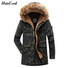 HALACOOD милитари модная зимняя новая мужская куртка, теплое пальто, камуфляжная Повседневная парка средней длины, утолщенное мужское зимнее пальто