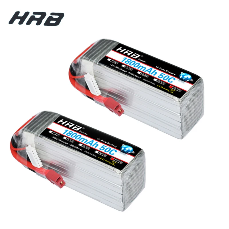 2 шт. hrb RC Lipo 6 S bettery 22,2 в 1800 мАч 50C Max 100C Drone Акку для ALZRC дьявол 380 480 Вертолет Лодка Самолет автомобиль БПЛА 85