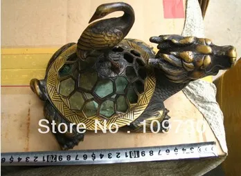 

bir 00376 Smoked censer good luck totem Turtle Crane Long-lived bronze statue