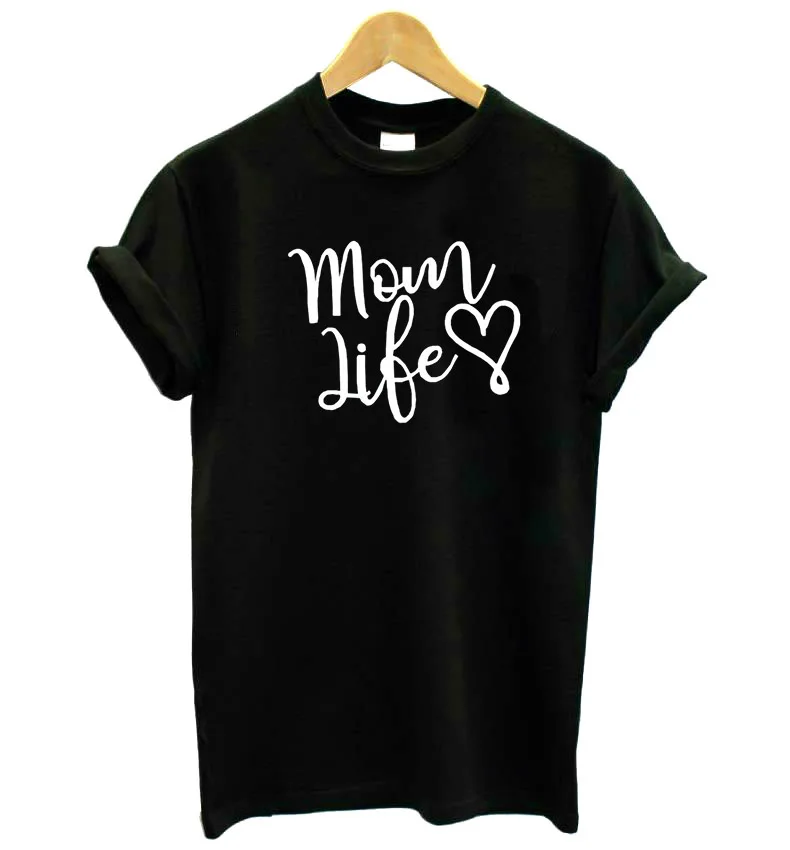 Футболка с надписью mom life хлопковая Повседневная футболка для девушек топ