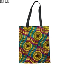 Африканские Традиционные Печатные Многоразовые парусиновые сумки для покупок женские большие продуктовые Холст Сумка Складная Женская эко-сумка