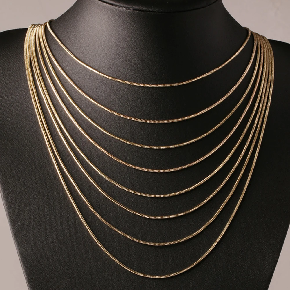 Wholesale 2mm Gold color Fashion Women's Trendy Snake Chains Necklace