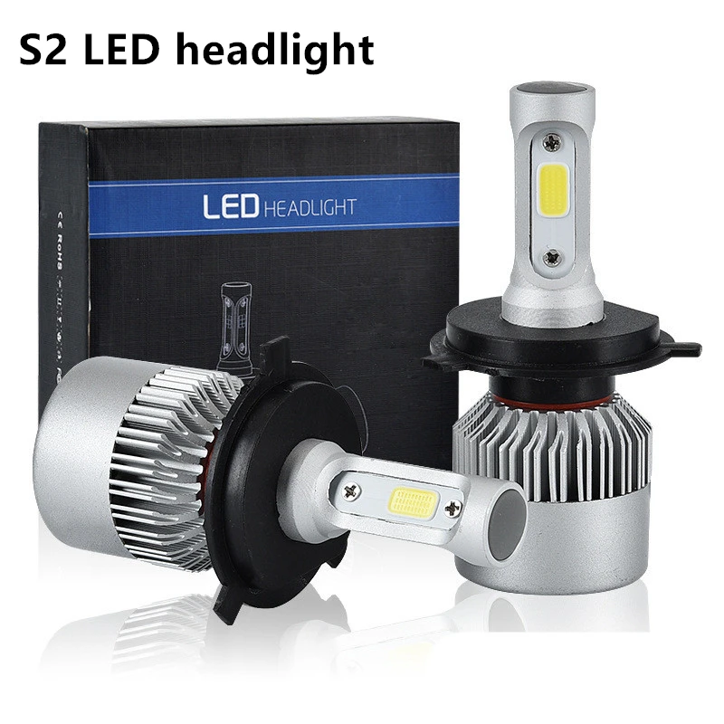 

100PCs S2 H7 H4 LED Bulb Car Headlight H11 H1 H13 H3 H27 9005/HB3 9006/HB4 9007 Hi-Lo Beam 72W 8000LM Auto Headlamp LEDs