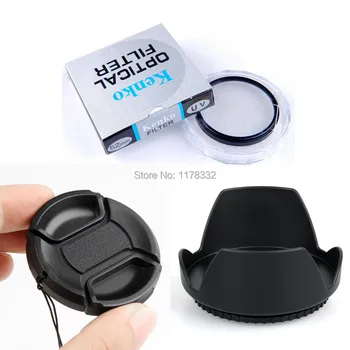 

3i1 Digital Camera Lenses Lens Protect UV Filter + Flower Lens Hood + Lens Cap Set fit ALL 52mm Filter Size FOR Digital Camera