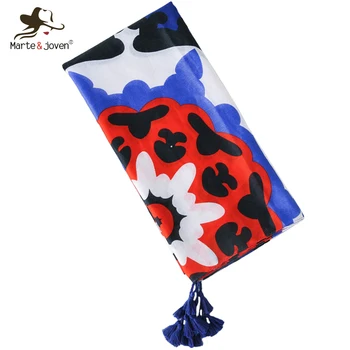 

Marte&Joven Exaggerated Totems Printing Multicolor Scarf Women Soft Large Summer Beach Wrap Shawl for Female Long Pashmina