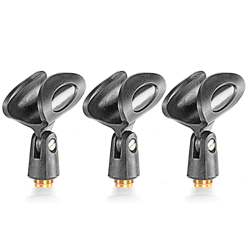 Neewer 3 Pack Black Universal Microphone Clip Holders with 5 8 Inch Male to 3 8