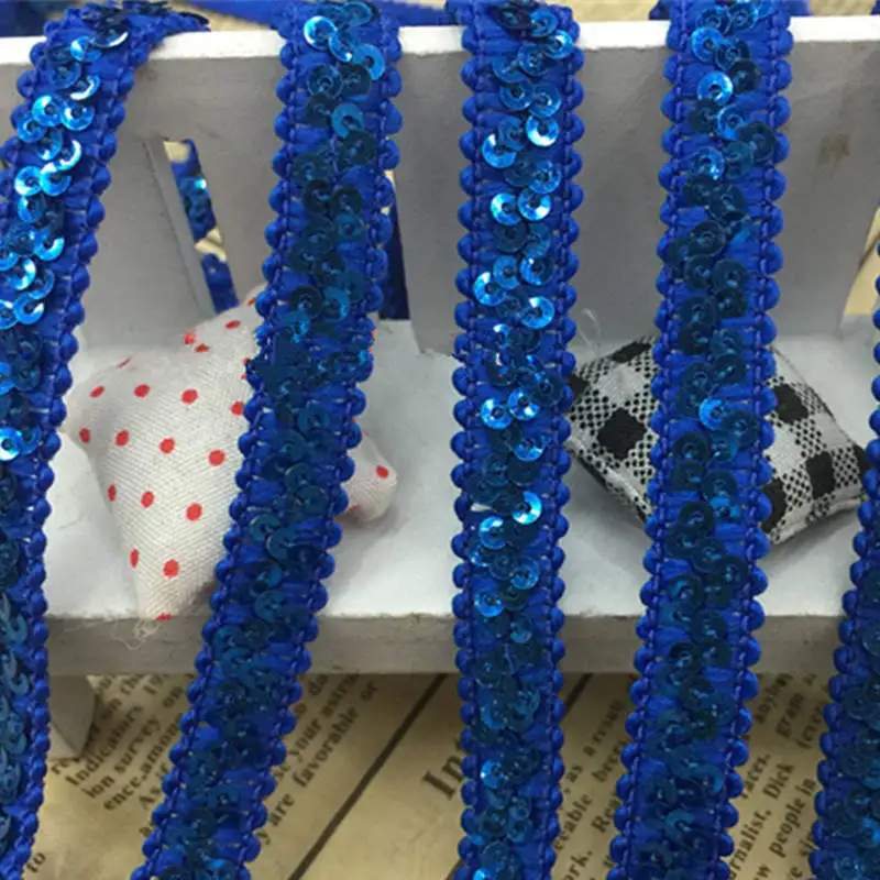 DoreenBeads Sequined Lace Trim Royalblue Ribbon Lace Craft DIY Bracelet